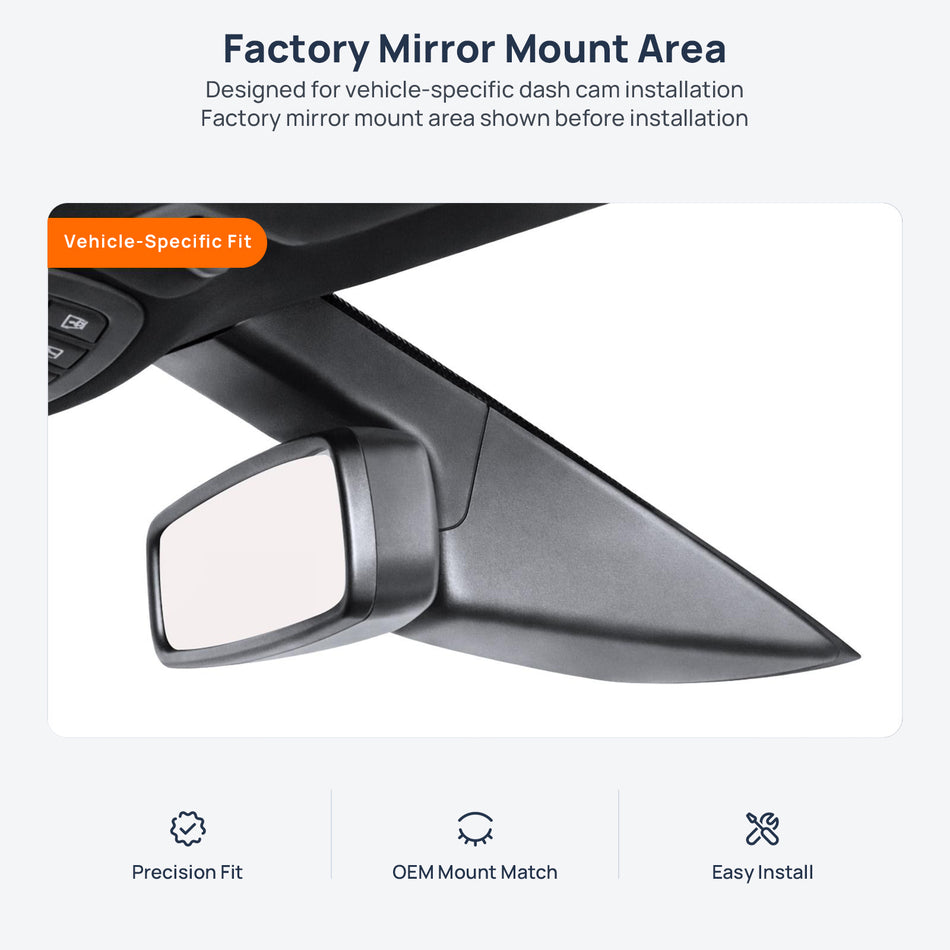 Factory mirror mount area for Lincoln MKX dash cam installation