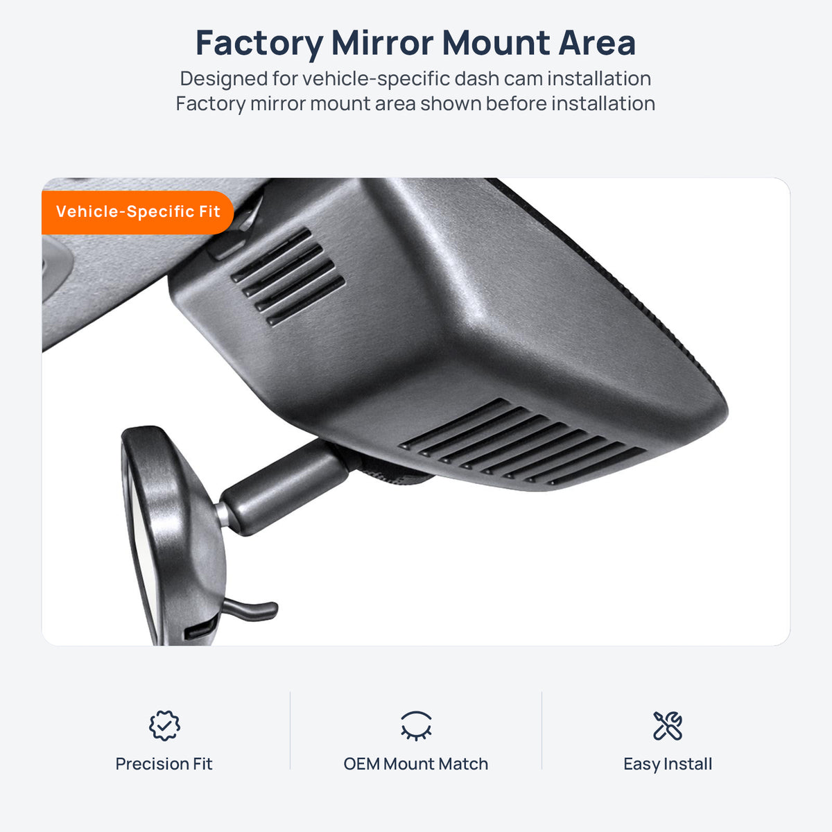 Factory mirror mount area for Honda Accord CV dash cam installation