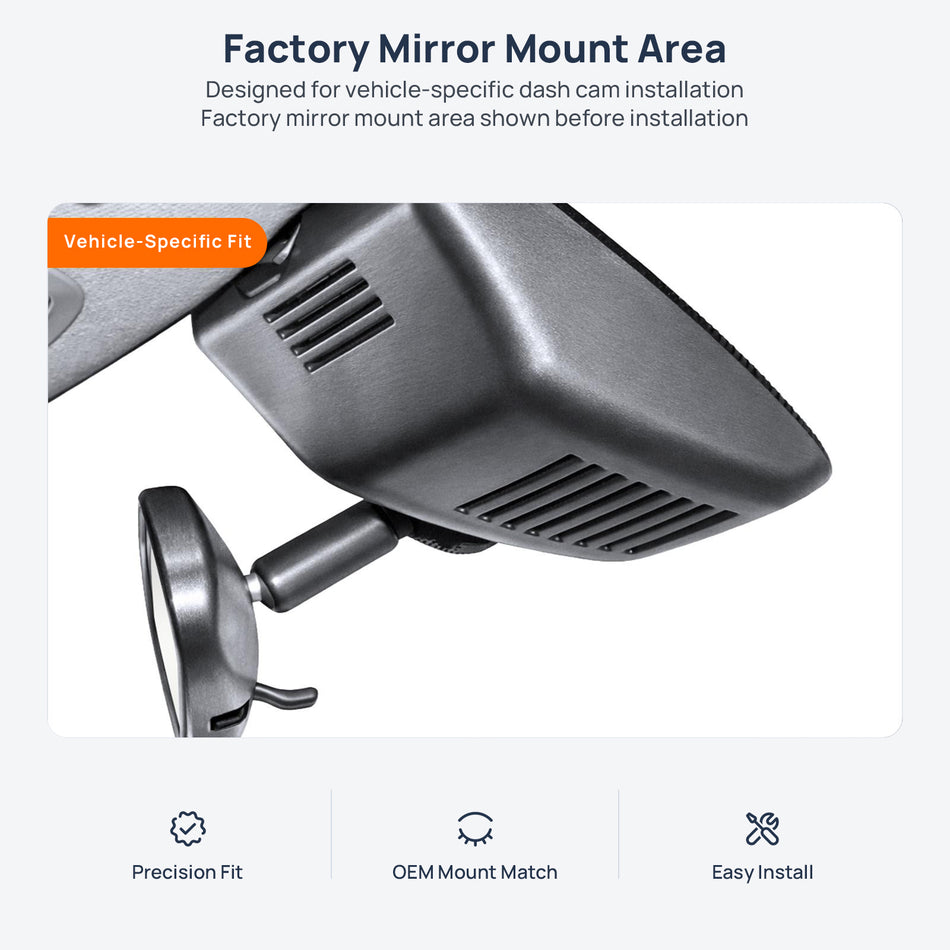 Factory mirror mount area for Honda Accord CV dash cam installation