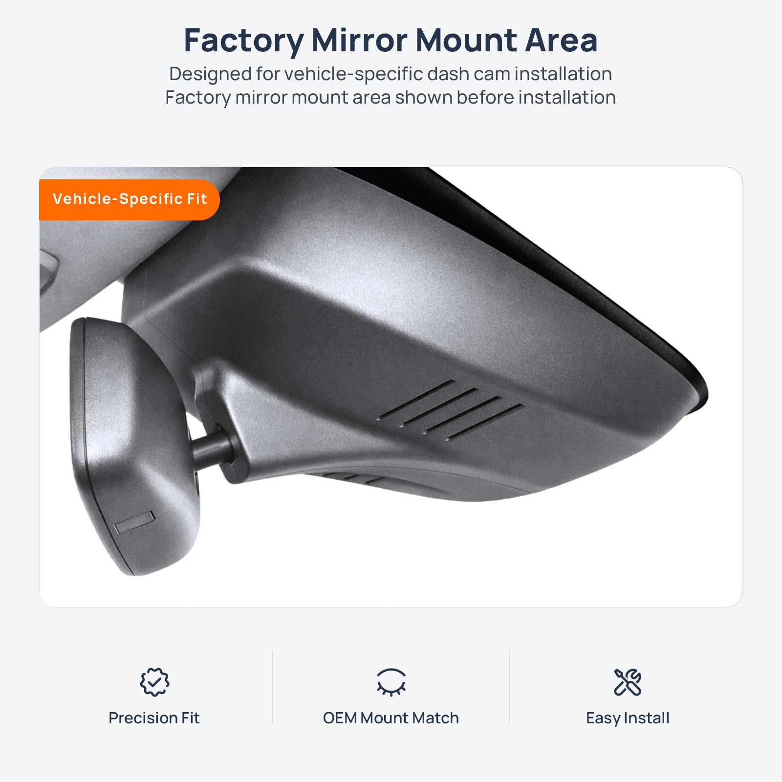 Factory mirror mount area for Baojun Nebula Xingyun dash cam installation