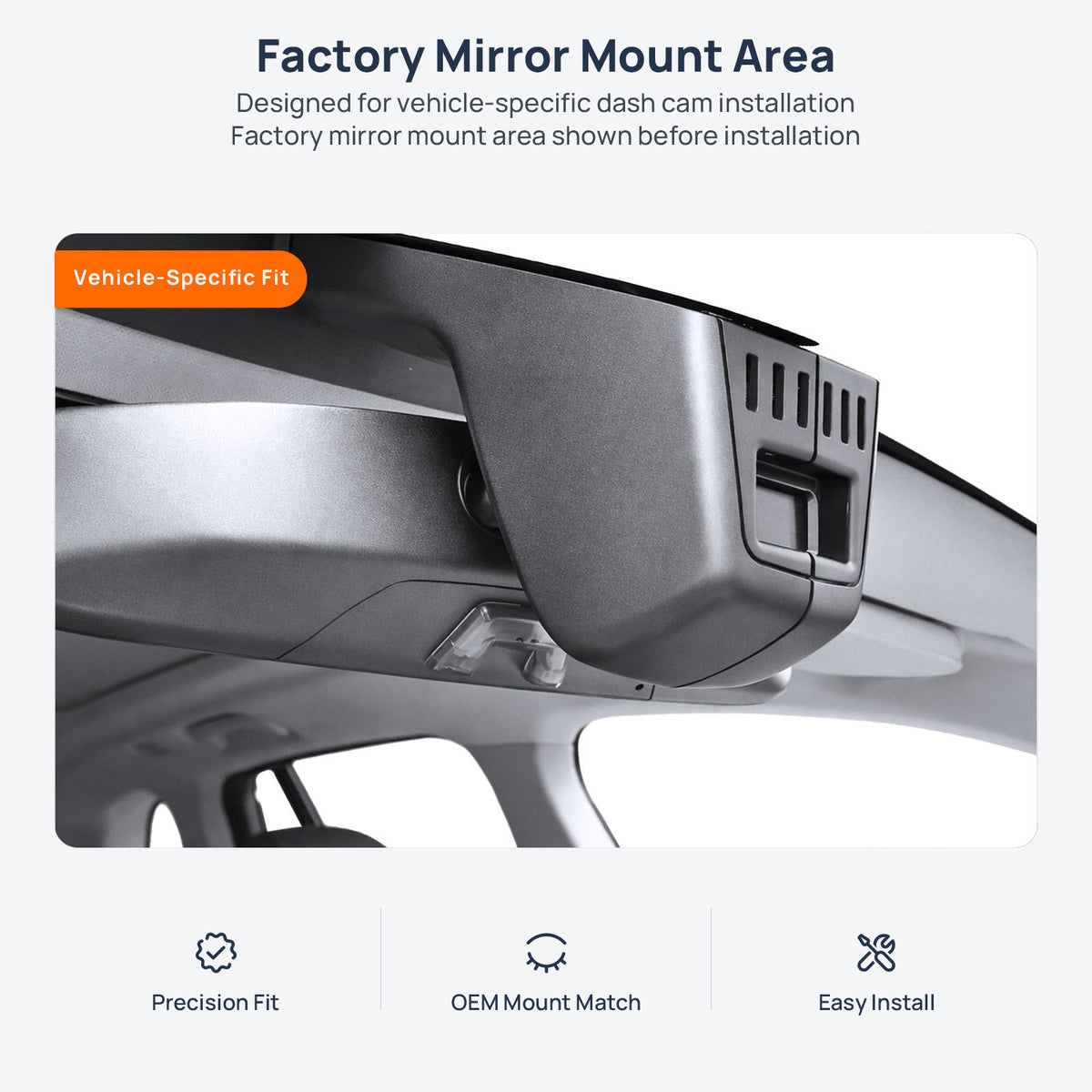 Factory mirror mount area for BMW X4 F26/G02 dash cam installation