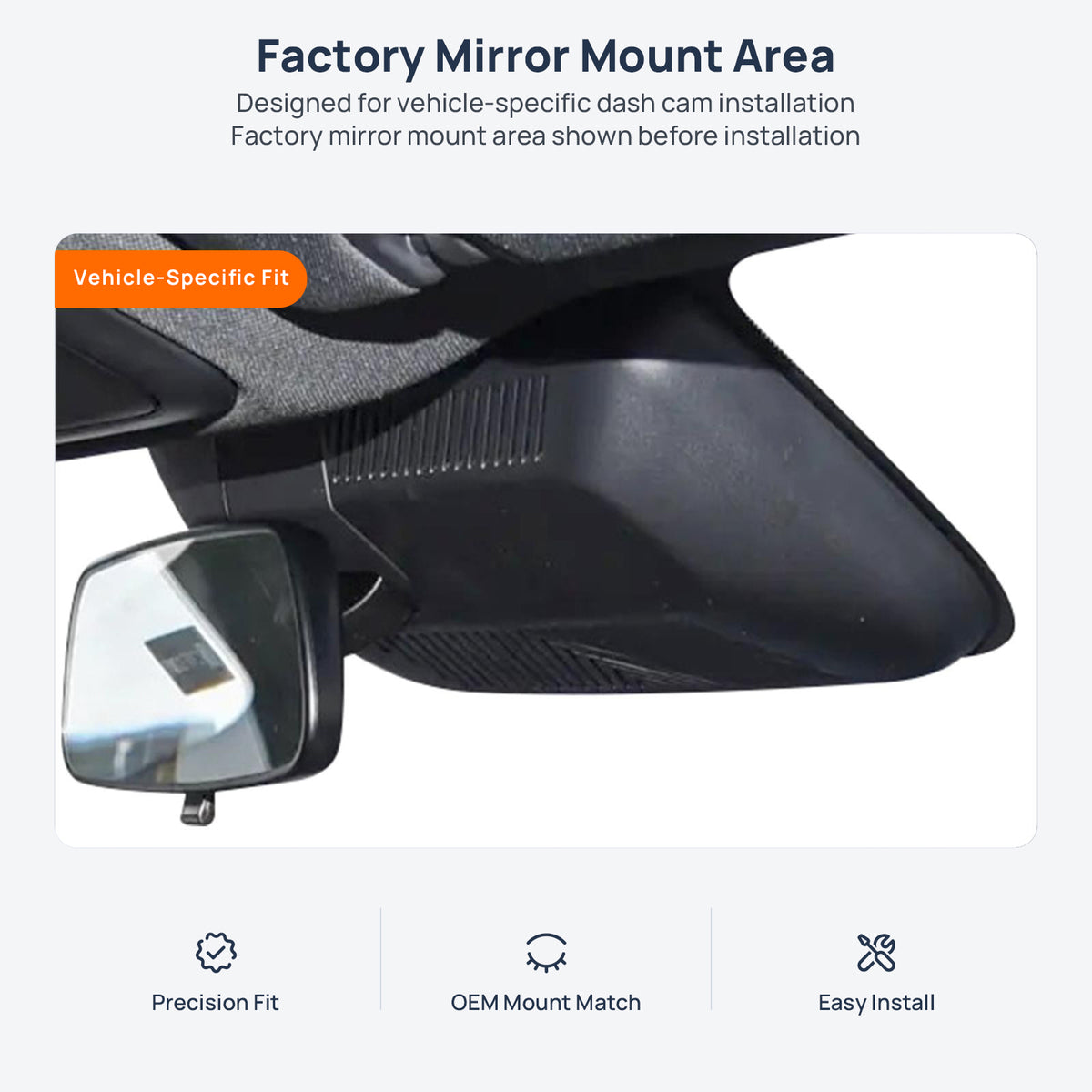 Factory mirror mount area for Wuling Starlight dash cam installation