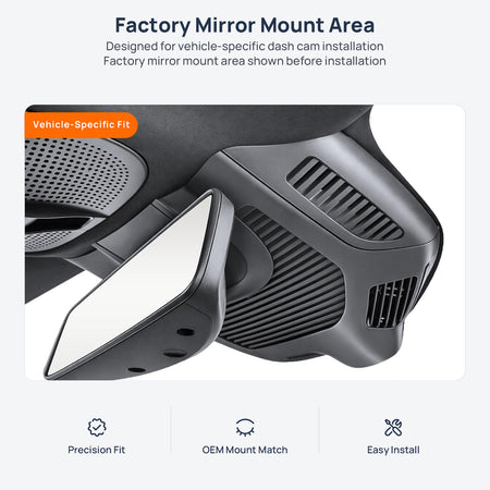 Factory mirror mount area for Mercedes-AMG GT 4-Door Coupe X290 dash cam installation