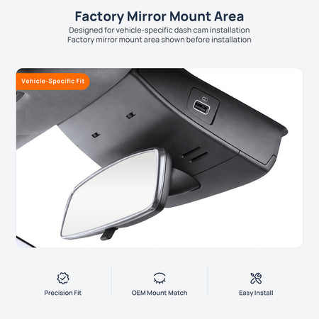 Factory mirror mount area for NETA V EV dash cam installation