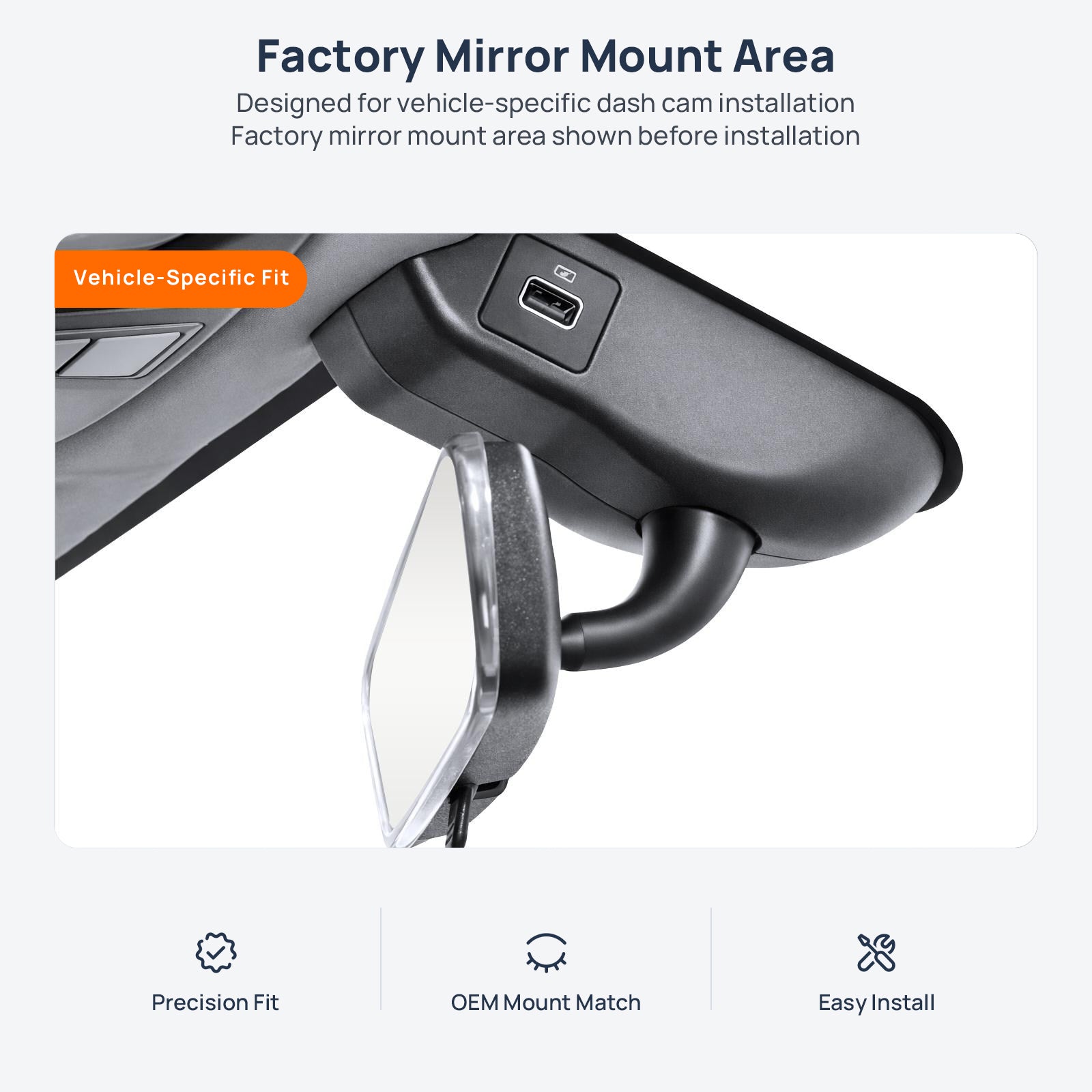 Factory mirror mount area for NETA U (U Pro EV) dash cam installation
