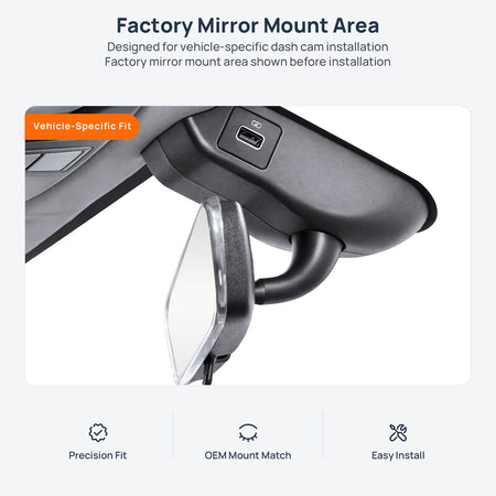 Factory mirror mount area for NETA U (U Pro EV) dash cam installation