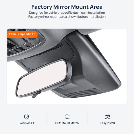 Factory mirror mount area for Honda Elysion e:HEV RC dash cam installation