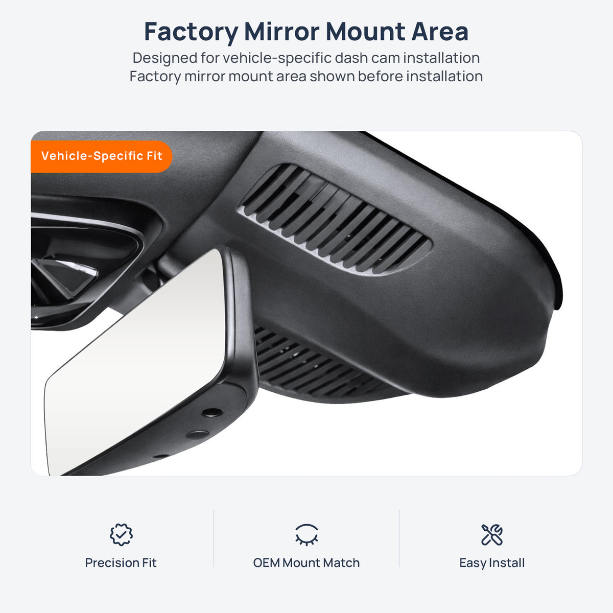 Factory mirror mount area for Mercedes-Benz CLE Coupe C236 dash cam installation