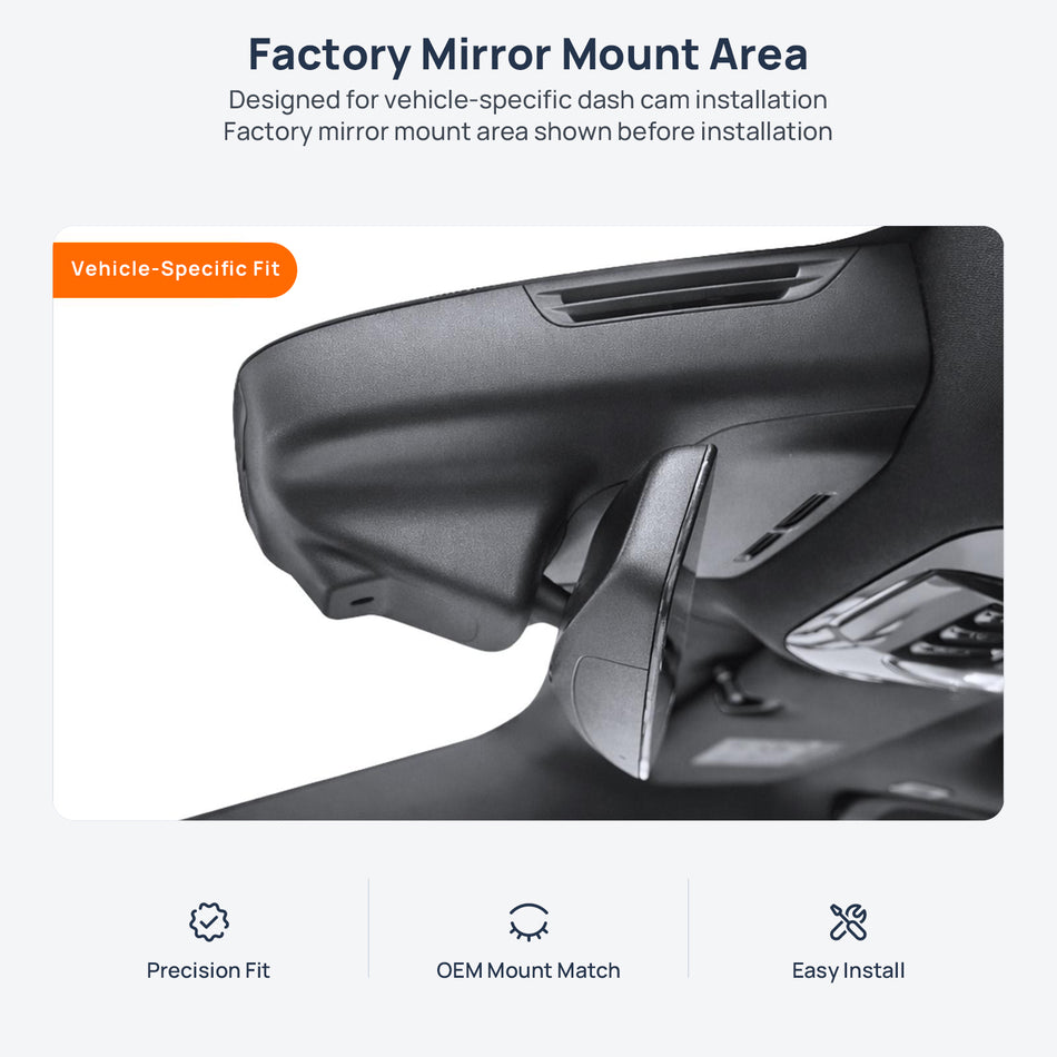 Factory mirror mount area for Maserati Grecale dash cam installation