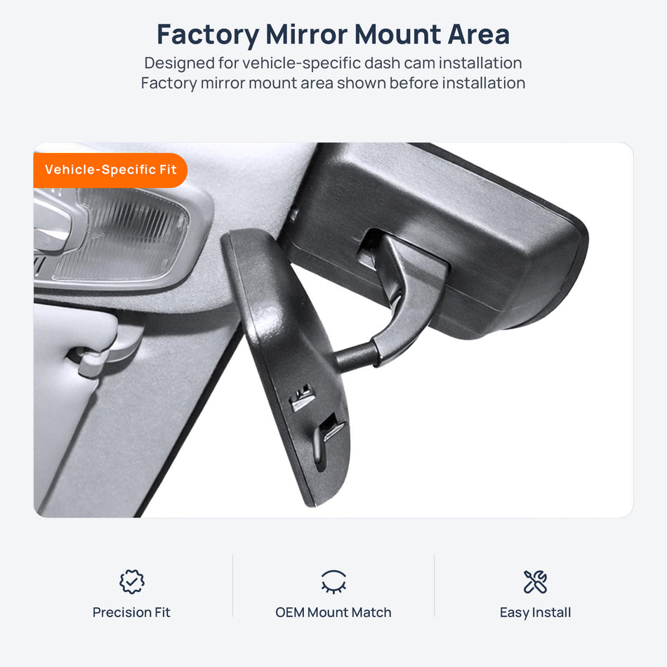 Factory mirror mount area for MG Hector Plus dash cam installation