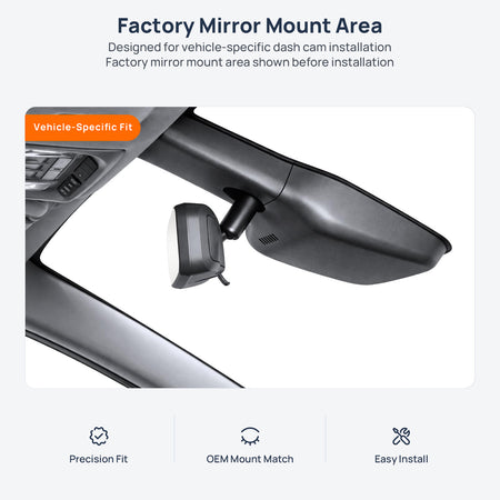 Factory mirror mount area for Buick GL8 dash cam installation