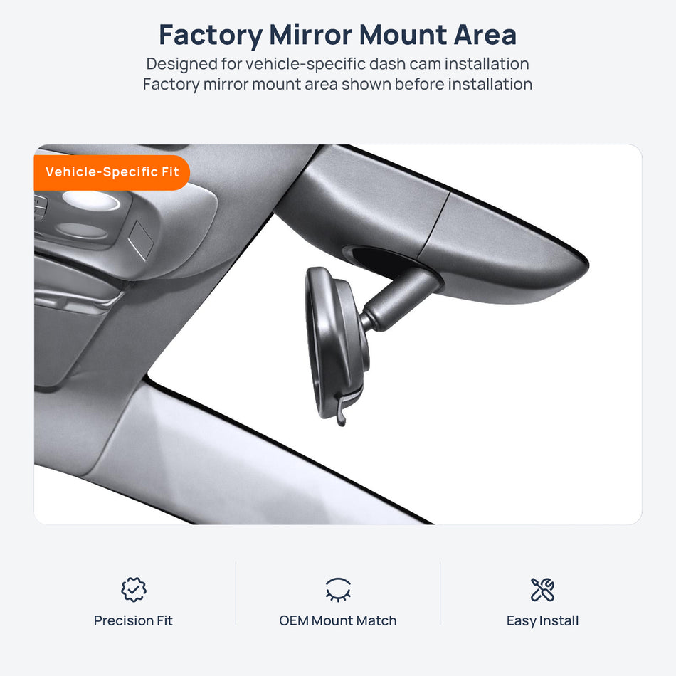 Factory mirror mount area for Buick Velite 6 EV dash cam installation