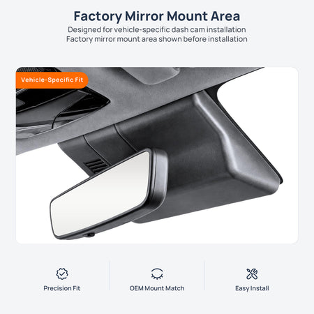 Factory mirror mount area for Hyundai Santa Fe MX5 dash cam installation