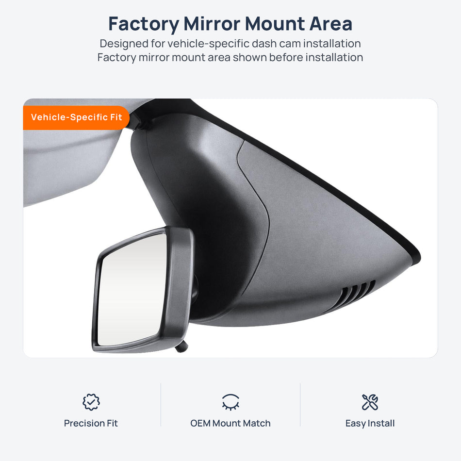 Factory mirror mount area for smart fortwo 453 dash cam installation