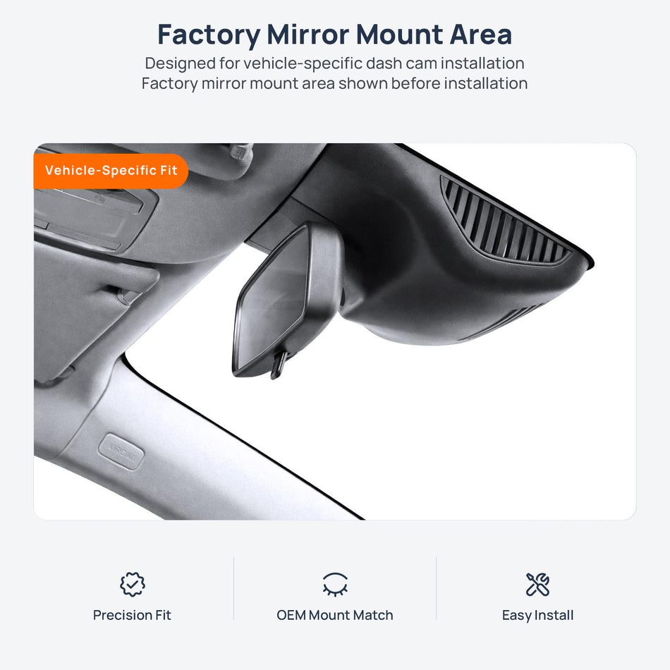 Factory mirror mount area for Bestune Yueyi 03 dash cam installation