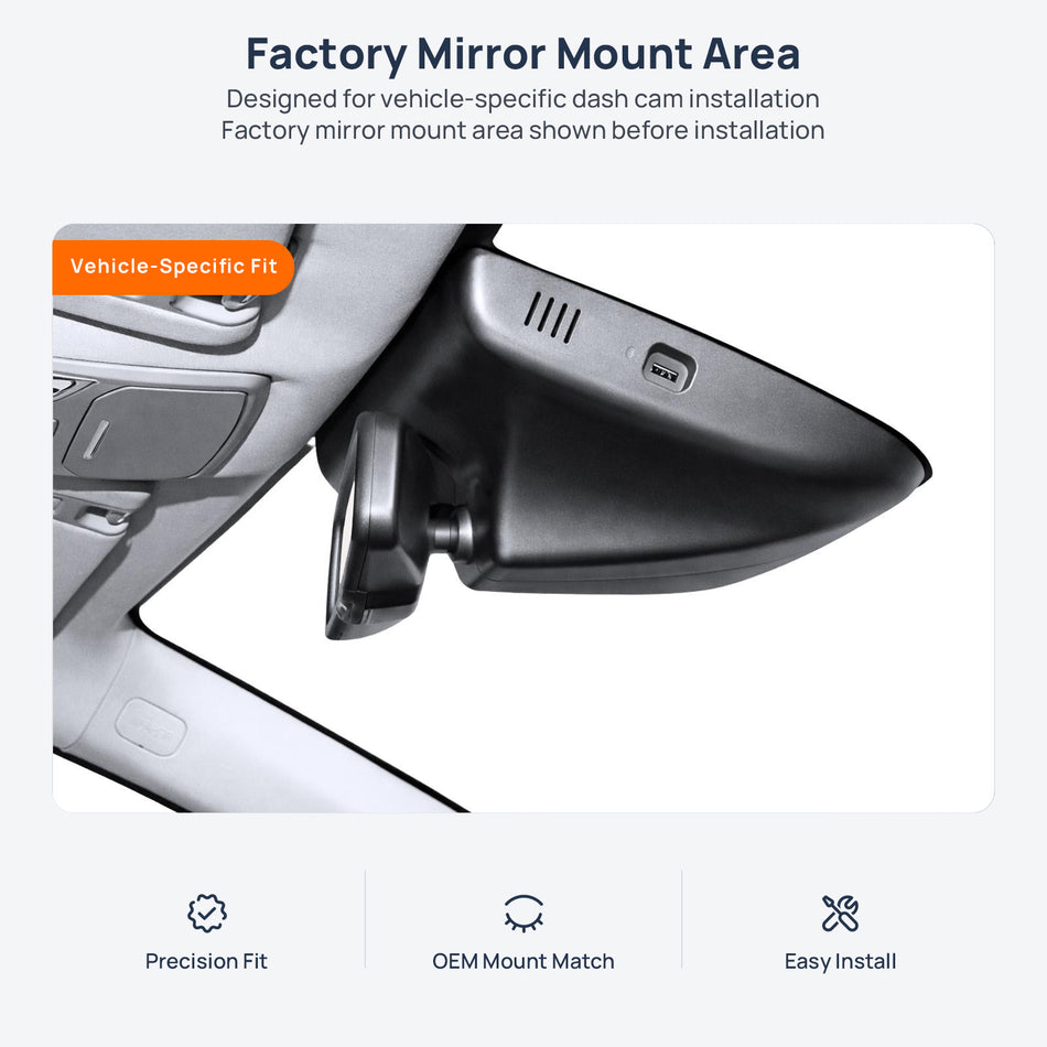 Factory mirror mount area for GAC Trumpchi M6 dash cam installation