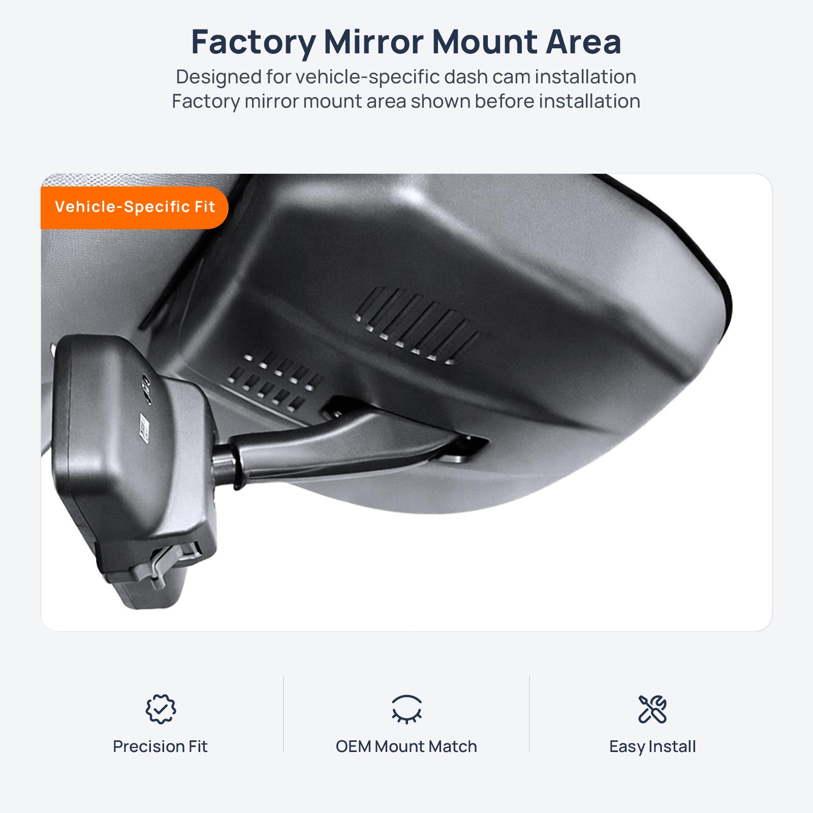 Factory mirror mount area for WEY VV7 dash cam installation