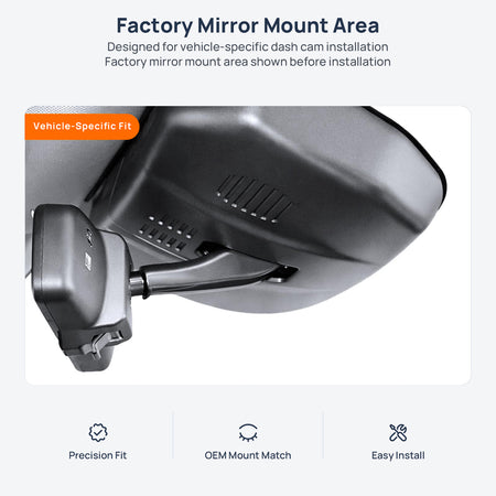 Factory mirror mount area for WEY VV7 dash cam installation