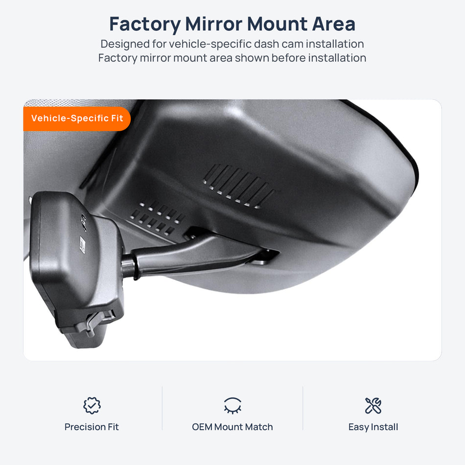 Factory mirror mount area for WEY VV7 dash cam installation