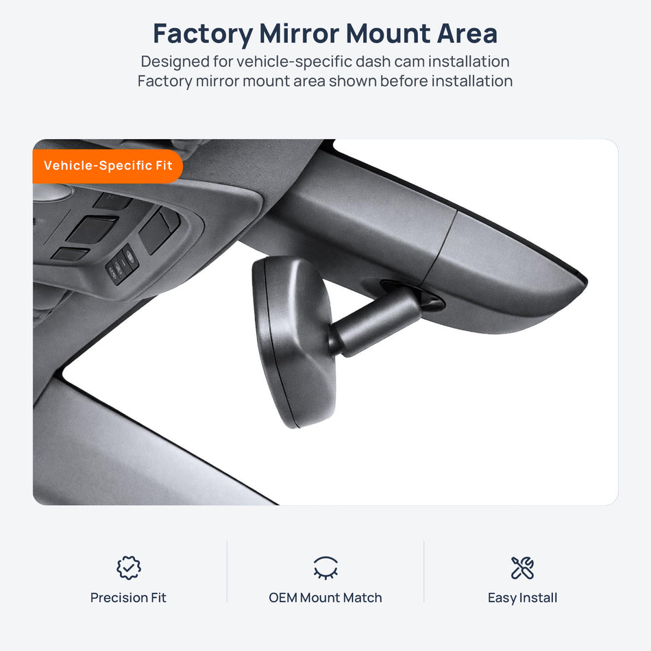 Factory mirror mount area for Cadillac ATS-L dash cam installation