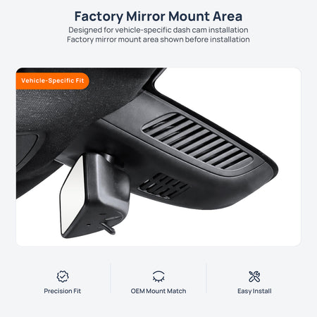 Factory mirror mount area for Mercedes-Benz A-Class Hatchback W176/W177 dash cam installation