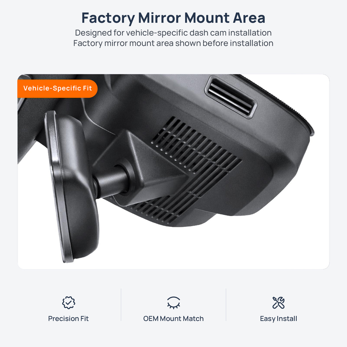 Factory mirror mount area for Geely Xingyue (Tugella) dash cam installation