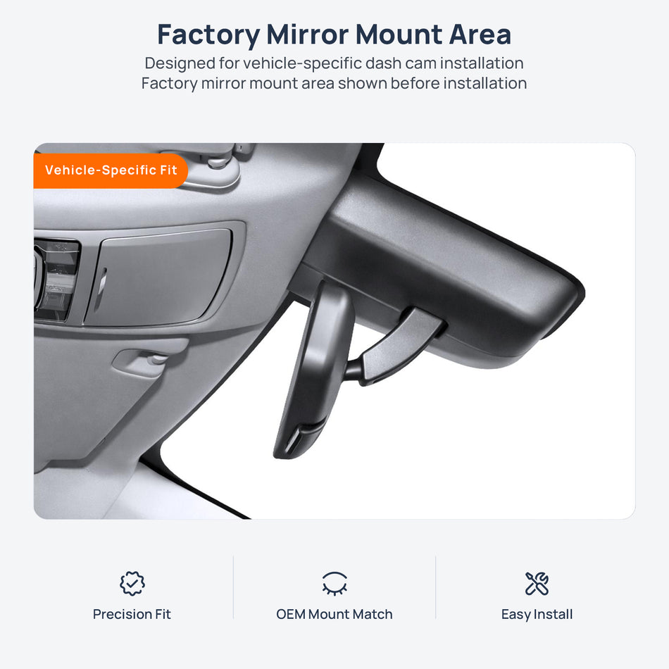 Factory mirror mount area for Bestune B70 dash cam installation