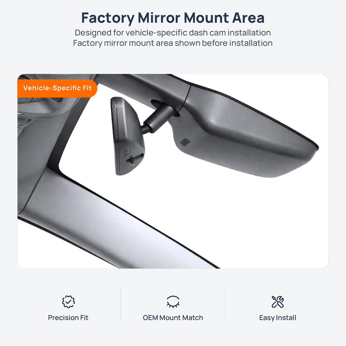 Factory mirror mount area for Buick GL8 dash cam installation
