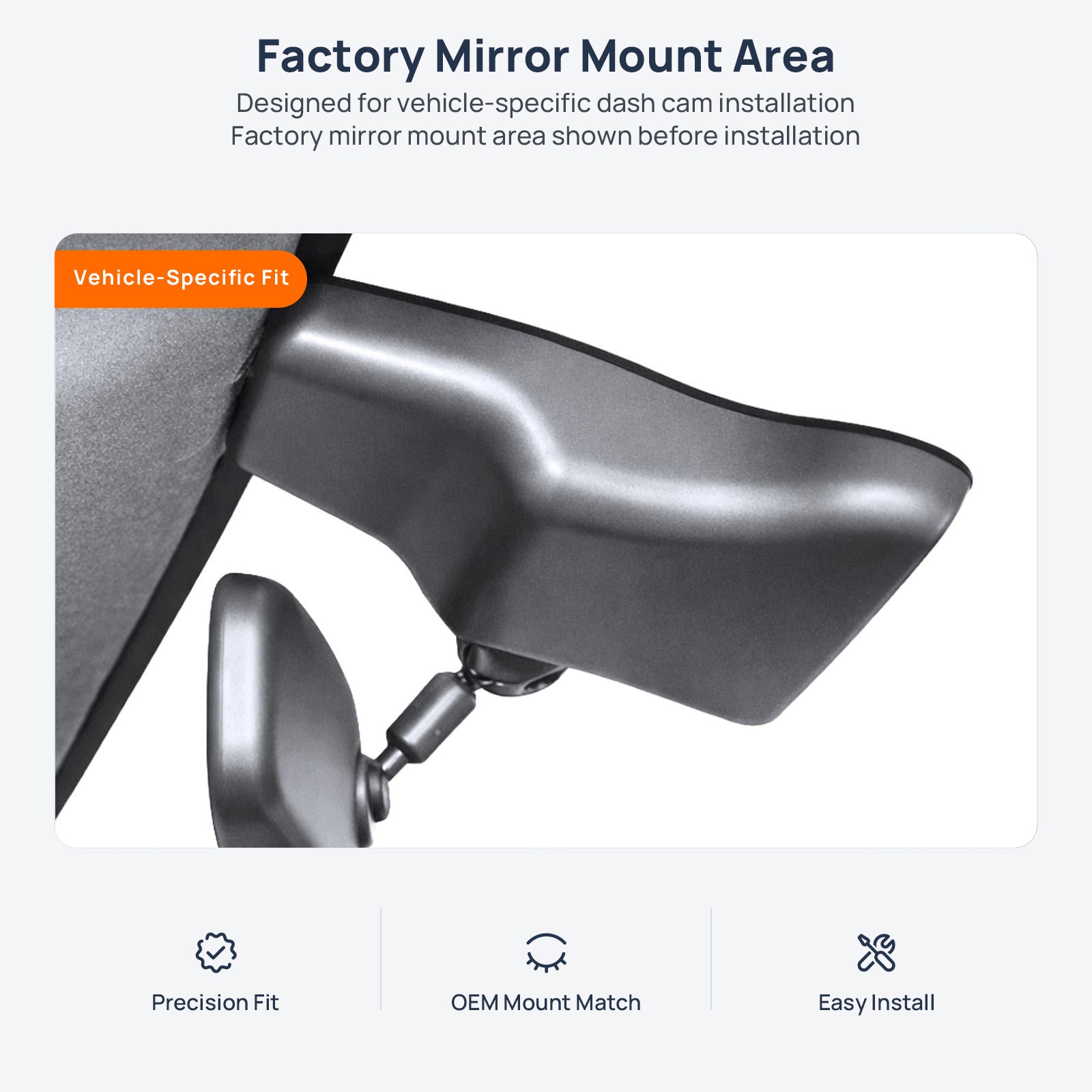 Factory mirror mount area for Hyundai Elantra CN7 dash cam installation