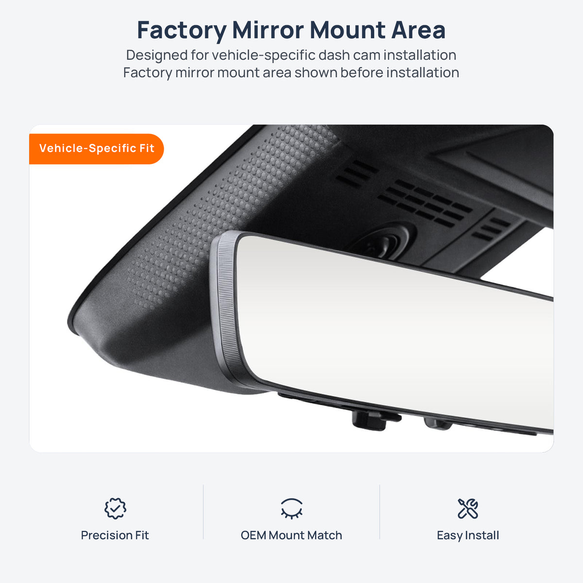 Factory mirror mount area for Toyota Grand Highlander dash cam installation