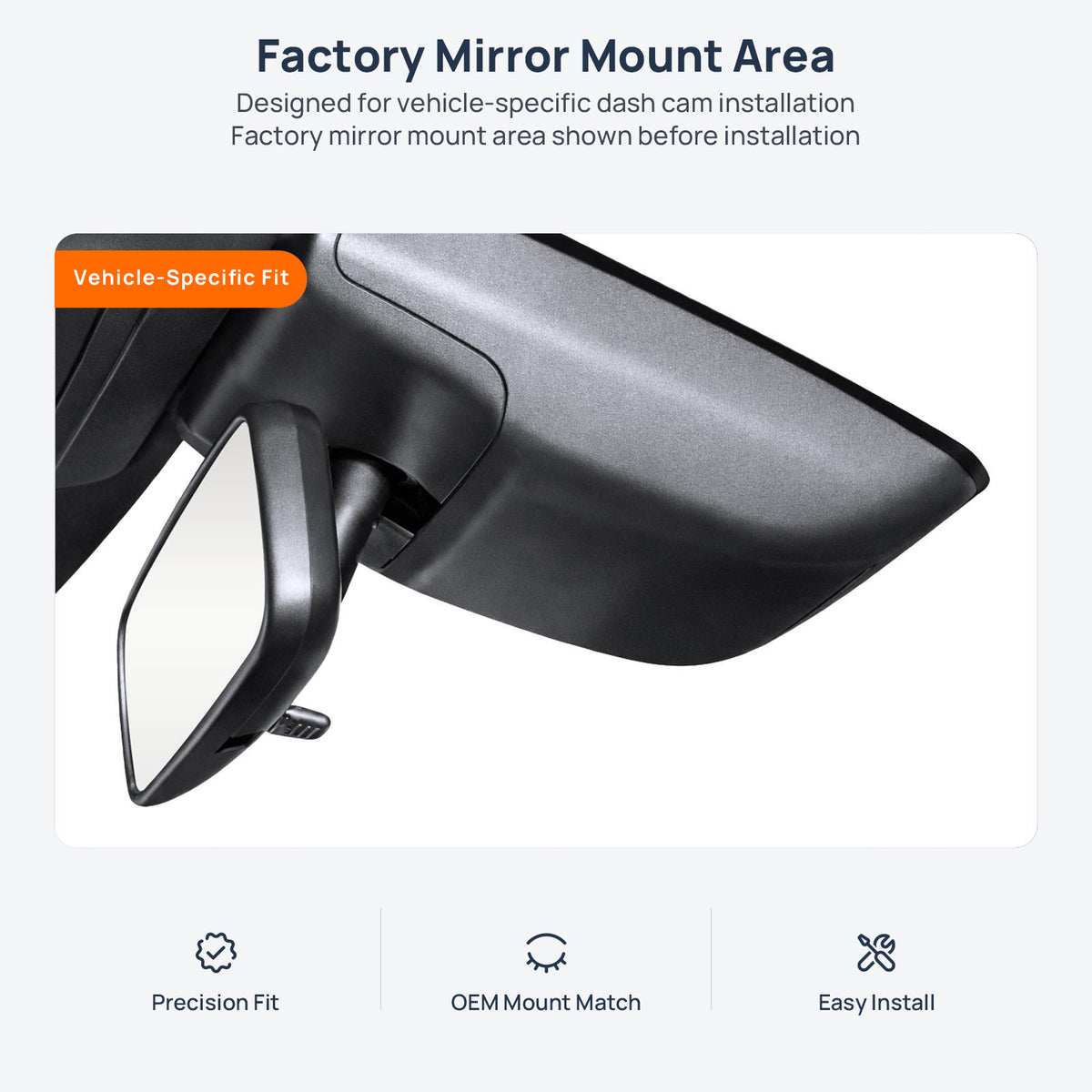 Factory mirror mount area for Lexus NX dash cam installation