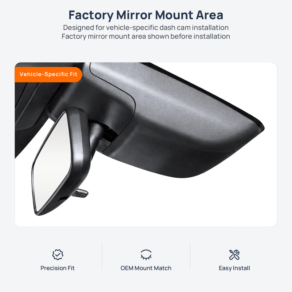 Factory mirror mount area for Lexus NX dash cam installation