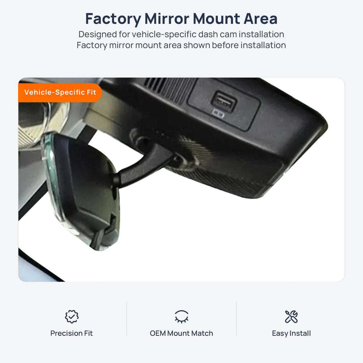 Factory mirror mount area for Chery Fulwin T9 dash cam installation