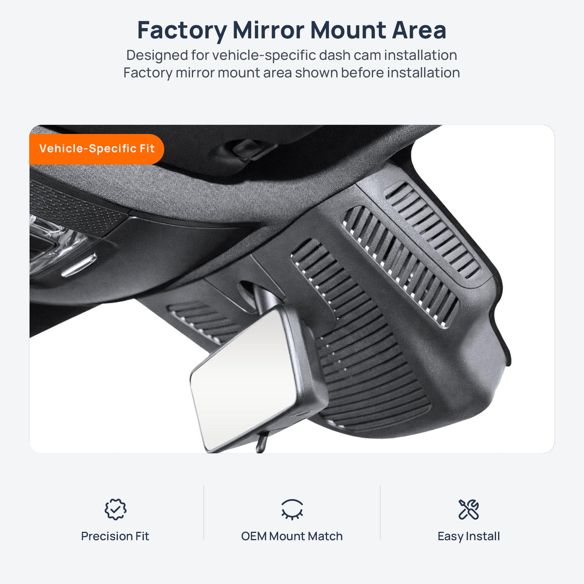 Factory mirror mount area for Mercedes-Benz GLB X247 dash cam installation