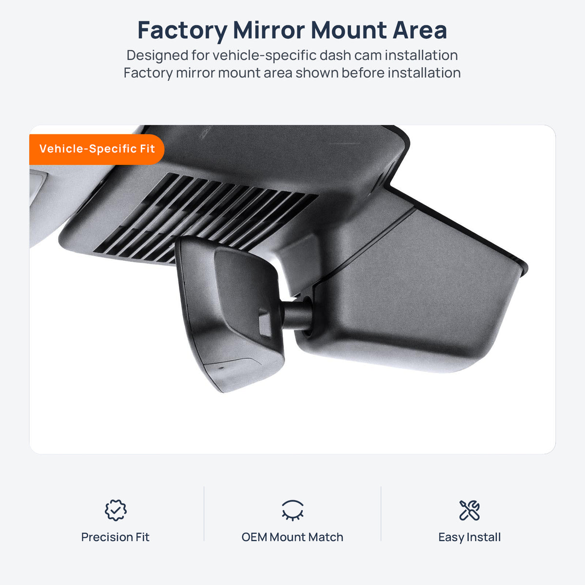 Factory mirror mount area for Jaguar E-PACE X540 dash cam installation