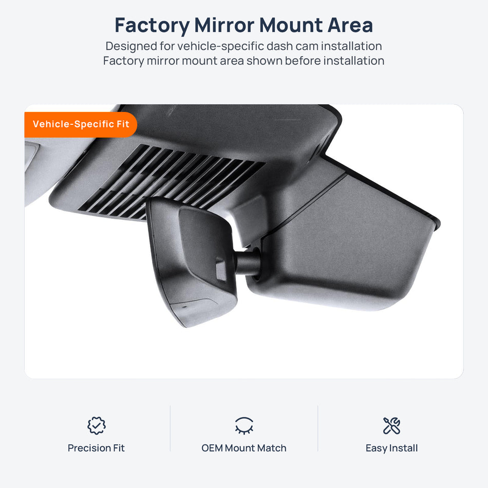 Factory mirror mount area for Jaguar E-PACE X540 dash cam installation