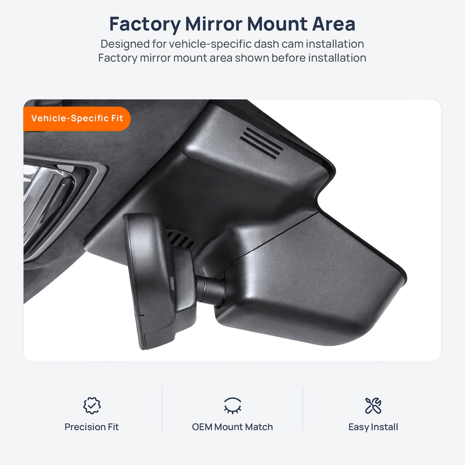 Factory mirror mount area for Range Rover Evoque L538 dash cam installation