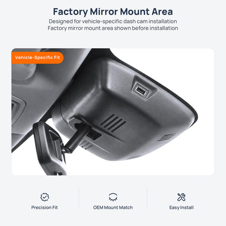 Factory mirror mount area for HAVAL H6 PHEV dash cam installation