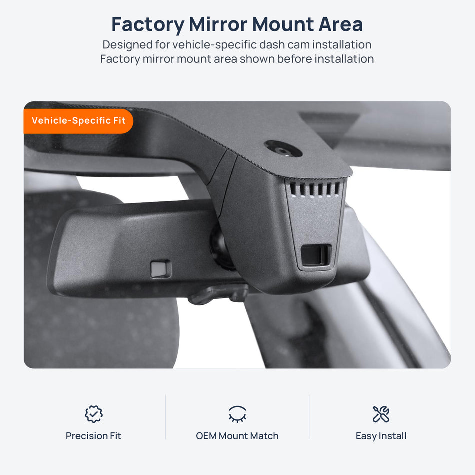 Factory mirror mount area for BMW M5 F90 dash cam installation