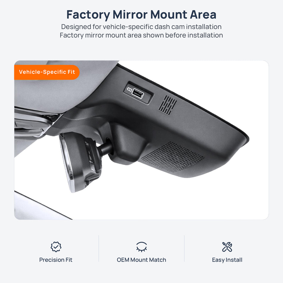 Factory mirror mount area for Hongqi HQ9 dash cam installation