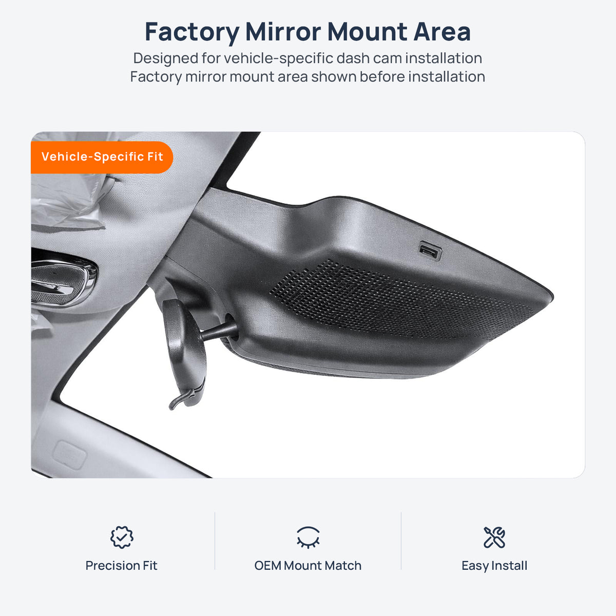 Factory mirror mount area for AION V Plus dash cam installation