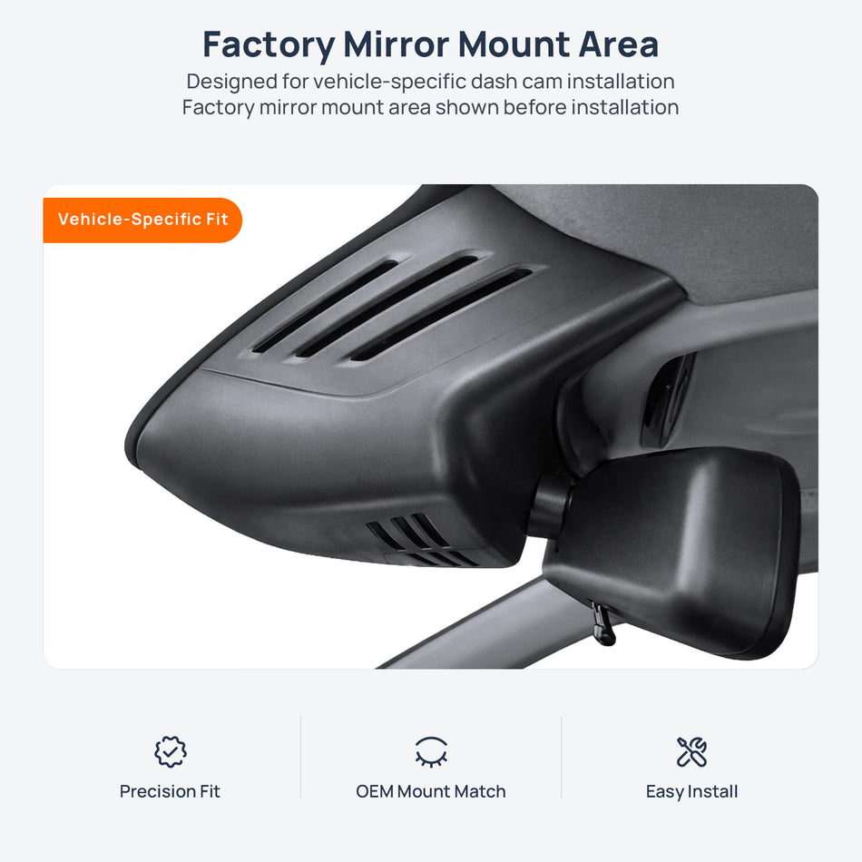 Factory mirror mount area for Volvo XC40 dash cam installation