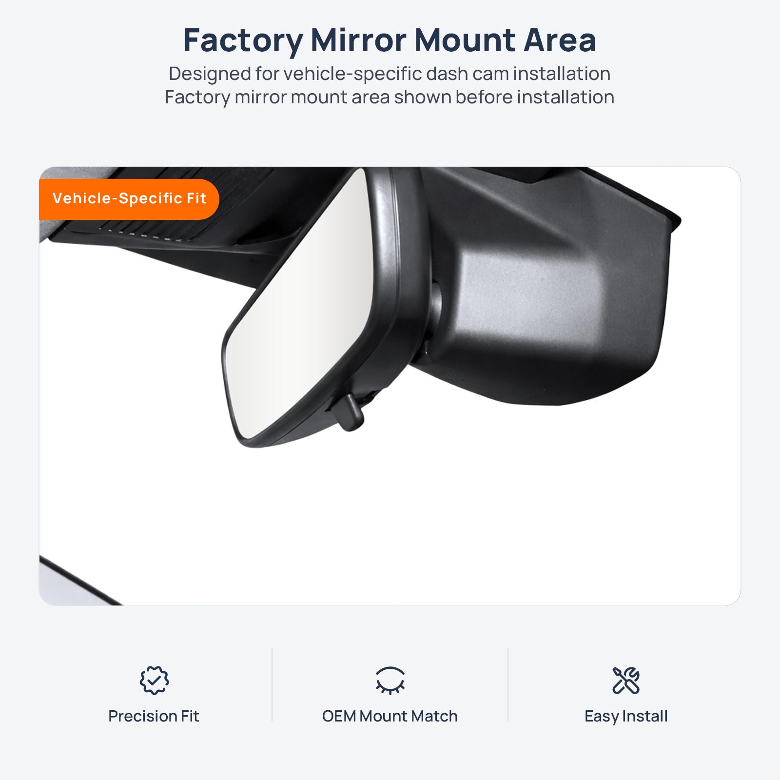 Factory mirror mount area for Volkswagen Lavida dash cam installation