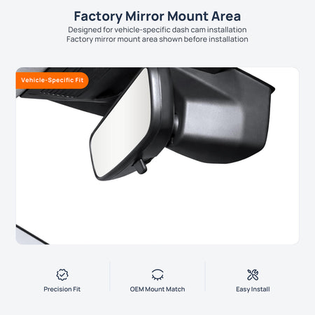 Factory mirror mount area for Volkswagen Lavida dash cam installation
