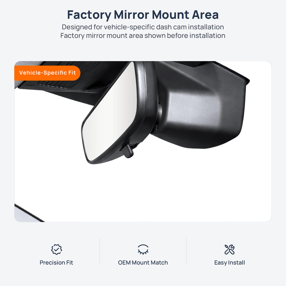 Factory mirror mount area for Volkswagen Lavida dash cam installation