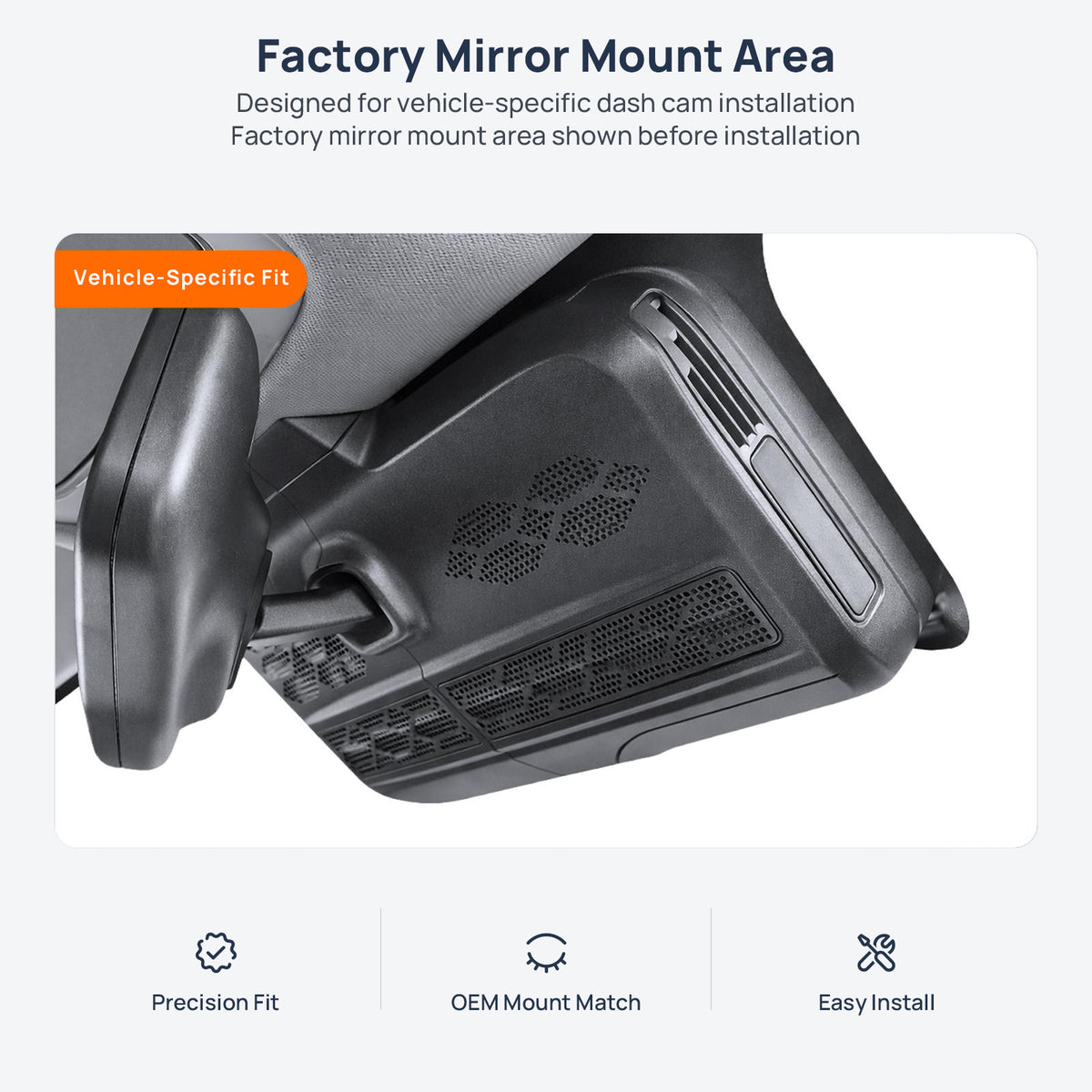 Factory mirror mount area for Chery Tiggo 7 Plus PHEV (Tiggo 7 Pro PHEV) dash cam installation