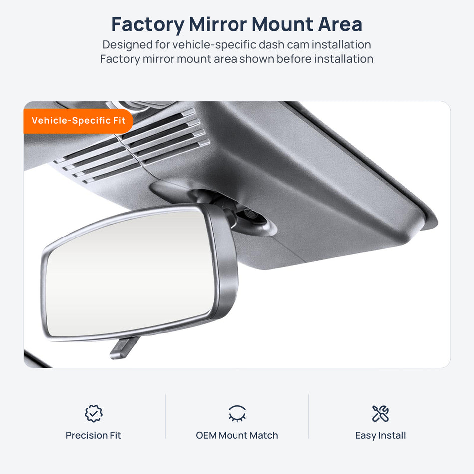 Factory mirror mount area for Changan X5 Plus dash cam installation