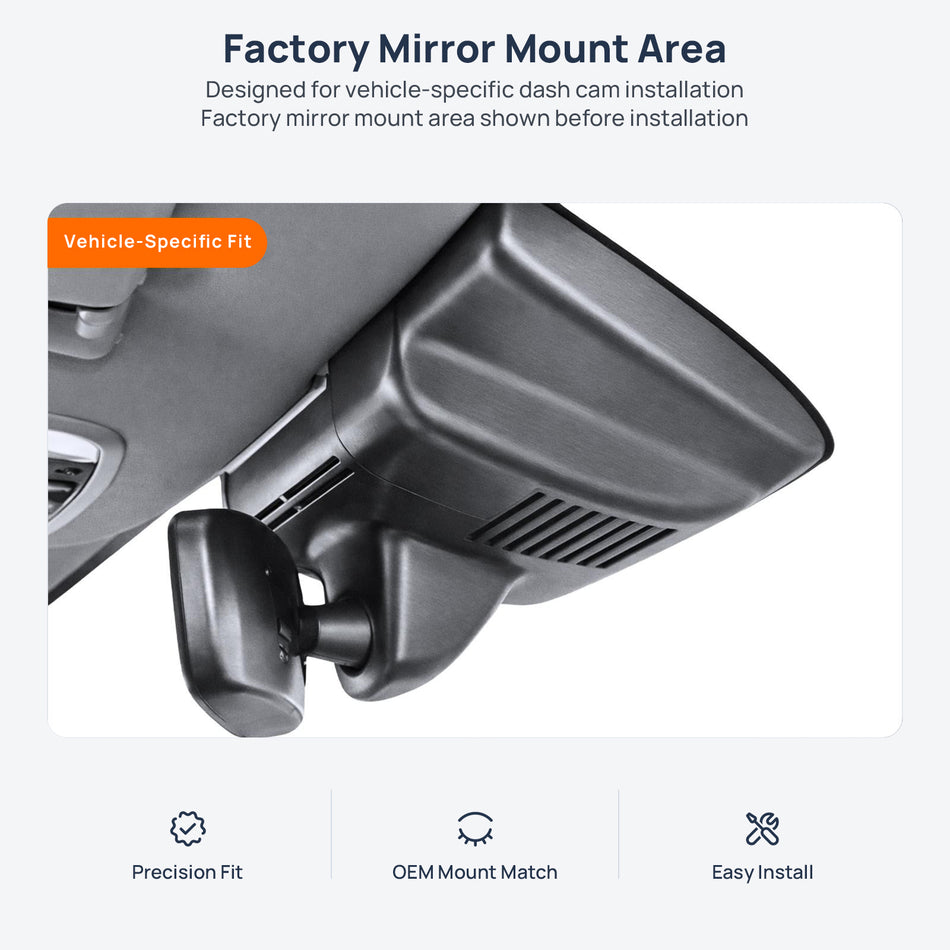Factory mirror mount area for Honda Inspire dash cam installation