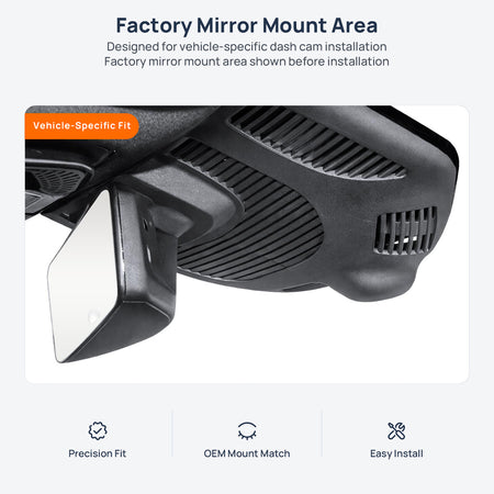 Factory mirror mount area for Mercedes-Benz EQE V295 dash cam installation