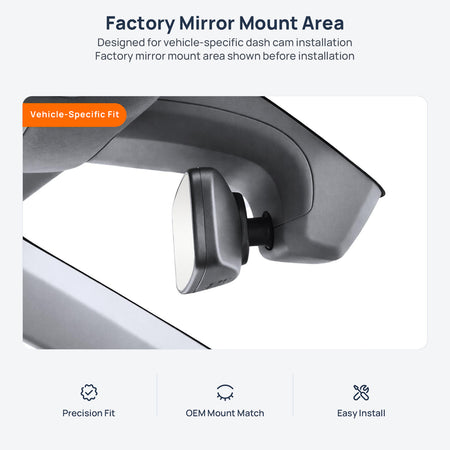 Factory mirror mount area for Volkswagen Lavida dash cam installation